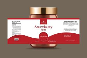 Strawberry Jam Jar Label Template vector