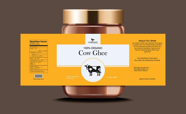 Cow Ghee Jar Label Template