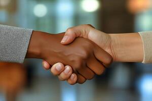 Handshake Signifying Partnership and Cooperation in a Professional Setting photo
