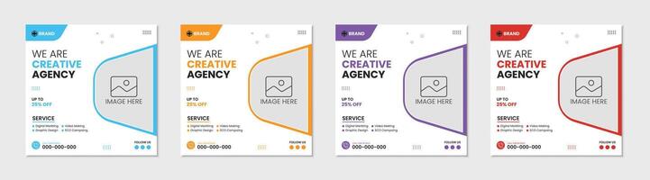 Set of Editable minimal Marketing square banner template. Suitable for social media post and web internet ads. vector
