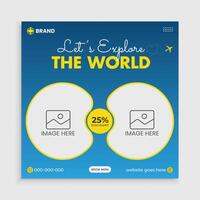 Modern social media post template with travel theme. Usable for social media post, banner and web internet ads. vector