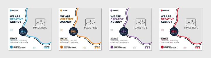 Set of Editable Marketing square banner template. vector