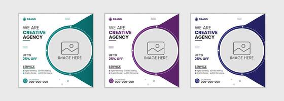 Set of Editable Marketing square Social media post and banner template. vector