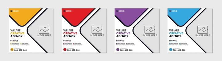 Set of Editable minimal Marketing square banner template. vector