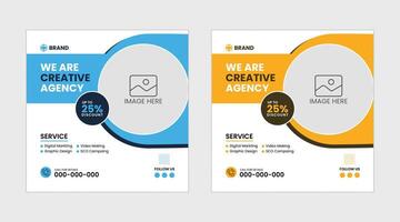 Set of Editable Business Marketing social media post template. Suitable for social media post and web internet ads. vector