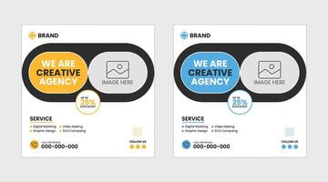 Set of Editable Business Marketing square banner template. Suitable for social media post and web internet ads. vector