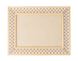 Simple wooden checkered photo frame with blank space and place for text isolated on transparent background, perfect for displaying your image or design, png