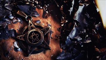 An Occult Symbol Pentagram in Fire and Ashes photo