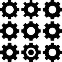 Gear Symbol Icons Black Cogwheel Design Set on White Nine Shapes Element vector