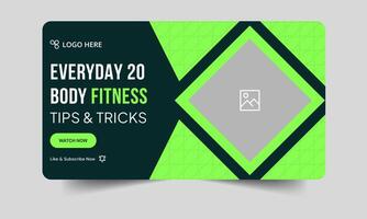 Daily exercise tips and tricks thumbnail design, editable eps 10 file format vector
