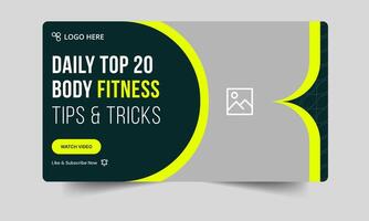 Best body fitness tips and tricks thumbnail banner design, fully customizable eps 10 file format vector