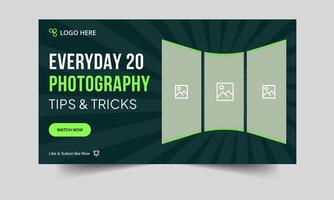 Photography tips and trick thumbnail banner design, daily photography techniques cover banner, customizable eps 10 file format vector