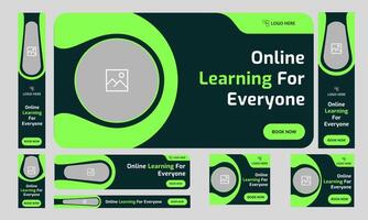 Everyday learning web set banner design for social media post, education system web bundle banner design, fully customizable eps 10 file format vector