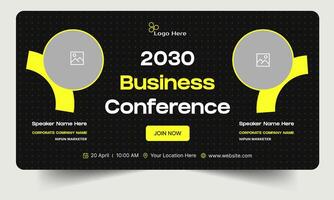 World submit business conference digital webinar banner template design, online meeting banner design, editable eps 10 file format vector
