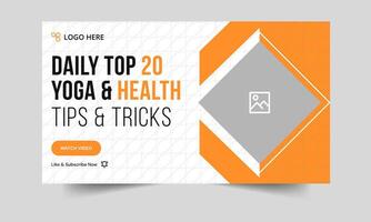 Creative health tips and techniques thumbnail banner design, yoga tricks and body massages tips cover banner design, editable eps 10 file format vector