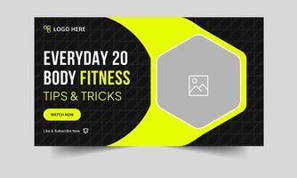 Daily workout tips and tricks geometric fitness thumbnail banner template design, fully editable eps 10 file formate vector