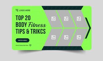 Body fitness tips and tricks thumbnail banner template design, fully editable eps 10 file format vector