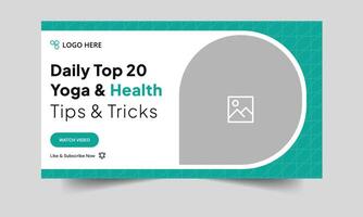 Creative health tips and tricks thumbnail banner design, yoga tricks and body massages tips cover banner design, editable eps 10 file format vector