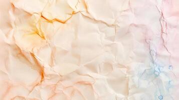 Crumbled Paper Texture with Soft Watercolor Stains in Warm and Cool Tones photo
