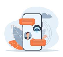Flat chat bot for web design. Flat isometric illustration. Artificial intelligence vector