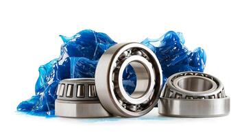 Grease and ball bearing, Blue premium quality synthetic lithium complex grease, high temperatures and machinery lubrication for automotive and photo