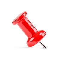 red push pin pinned isolated on white background photo