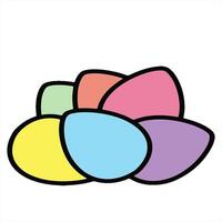 A pile of colorful eggs on a white background video