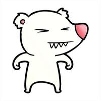 A cartoon polar bear with red eyes and open mouth illustration video
