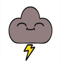 A cartoon cloud with a lightning bolt on it illustration line drawing video