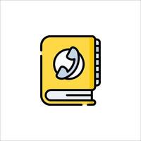 A yellow book with a phone on it vector