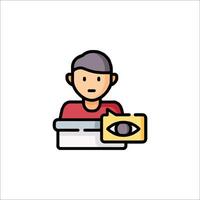 A man with a camera and a box of film vector