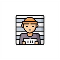 A man in jail cell with a hat on his head vector