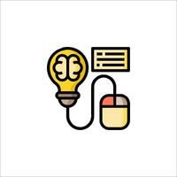 A light bulb with a brain inside it and a computer mouse connected to it vector
