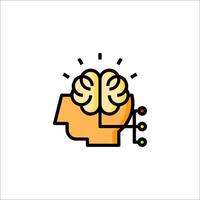 A brain icon with a light bulb on it vector