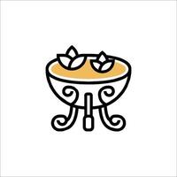 A bowl with two leaves in it on a stand vector