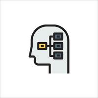 A person's head with a computer chip in it vector