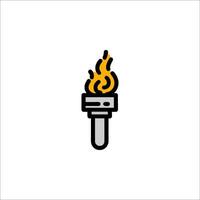 A torch with flames on it is shown in a simple line art style vector