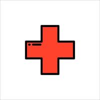 Red cross icon on white background vector