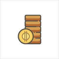 A stack of coins and a dollar sign icon vector