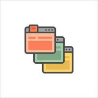 A web page icon with a folder and a folder icon vector