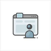 A person is looking at a computer screen with a mouse vector