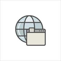 Web page icon with a globe and a computer vector
