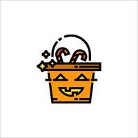Halloween icon with a bucket of candy vector