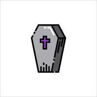 A cartoon grave with a cross on it vector