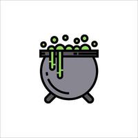A cauldron with green liquid and bubbles vector