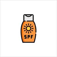A bottle of sunscreen with the word spf on it vector