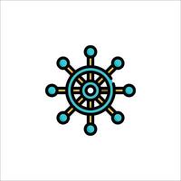 A ship wheel icon with blue and yellow circles vector