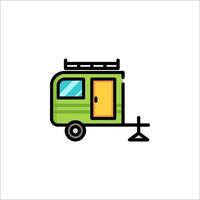 A green camper trailer icon on a white background vector