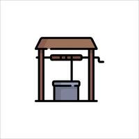 A wooden structure with a bucket and a bucket on top vector