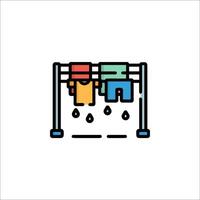 A laundry rack with clothes hanging on it vector